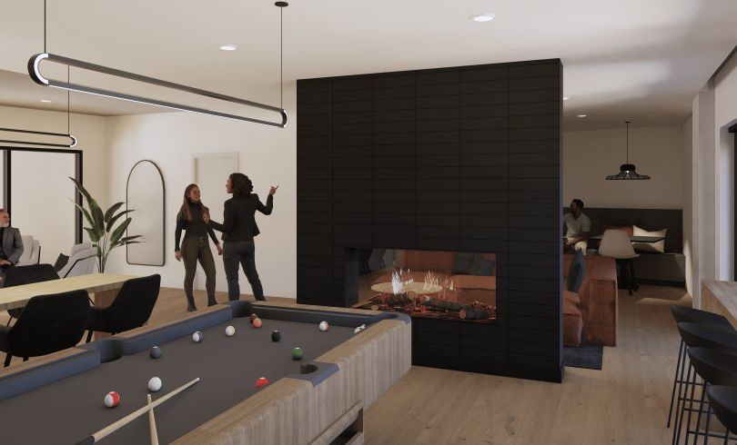 Lounge avec table de billard.